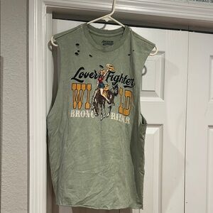 Green Sleeveless Graphic Tee
